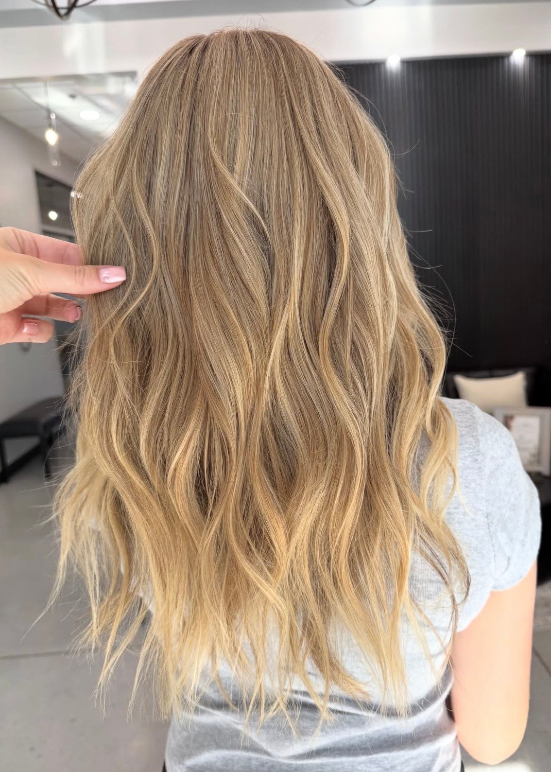 Long golden-blonde balayage
